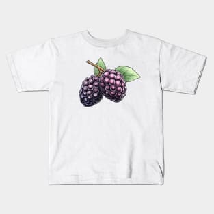 Blackberry Fruit Art Kids T-Shirt